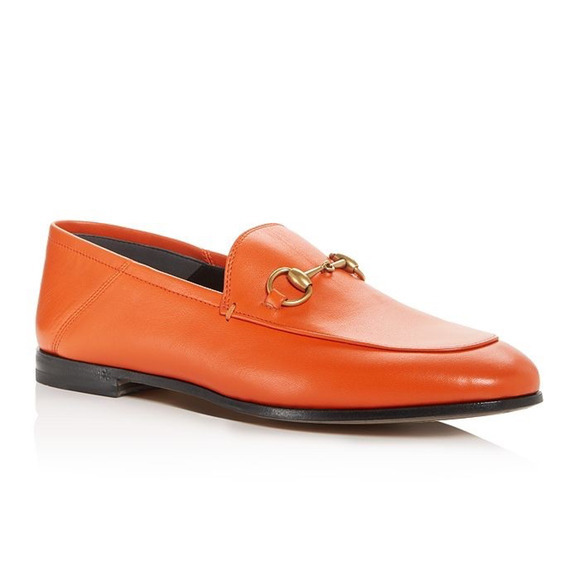 Gucci Shoes - Gucci Brixton Collapsible Deep Orange Leather Horsebit Slipper Flat Loafer 36